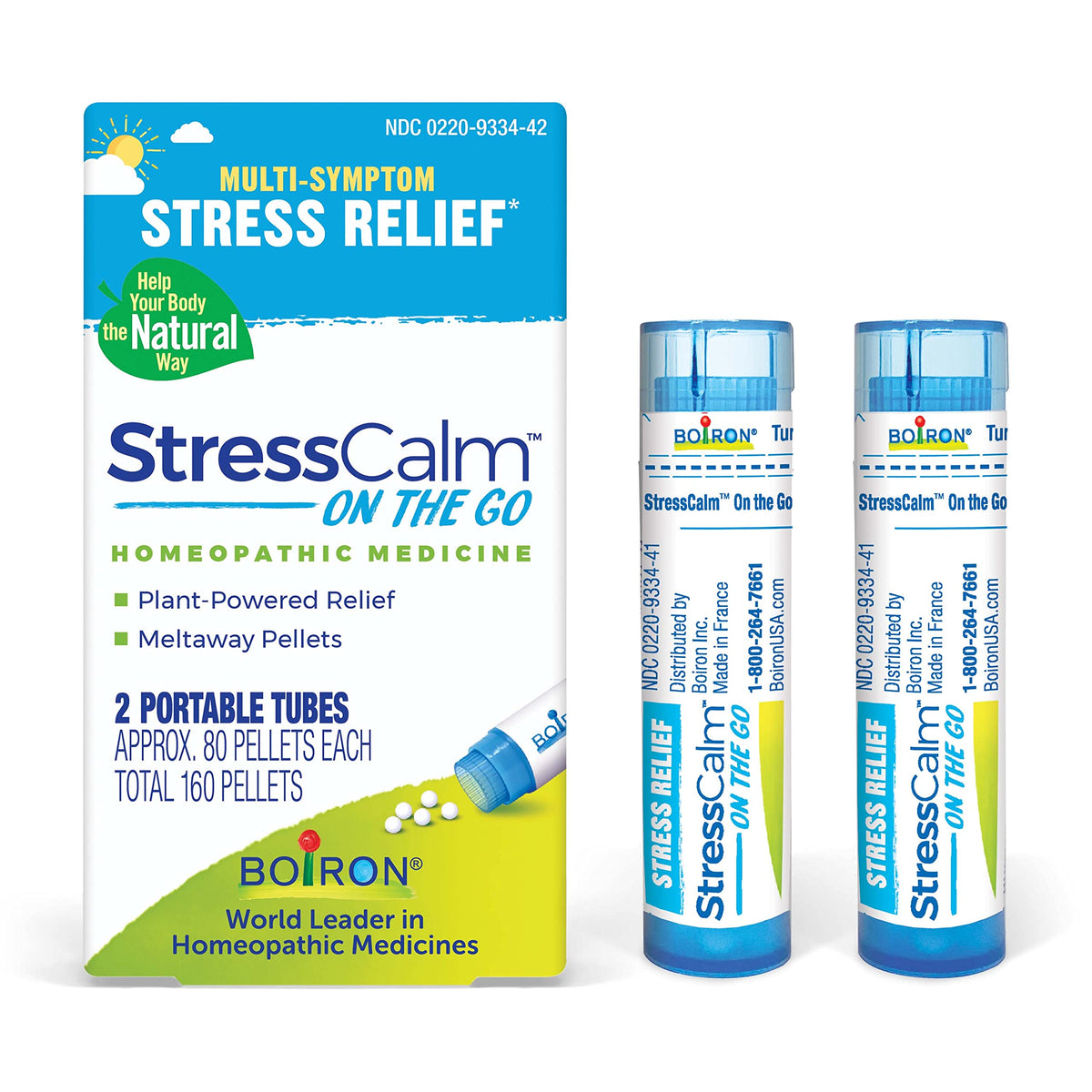 Boiron StressCalm On the Go tube front view for quick calm on the move.