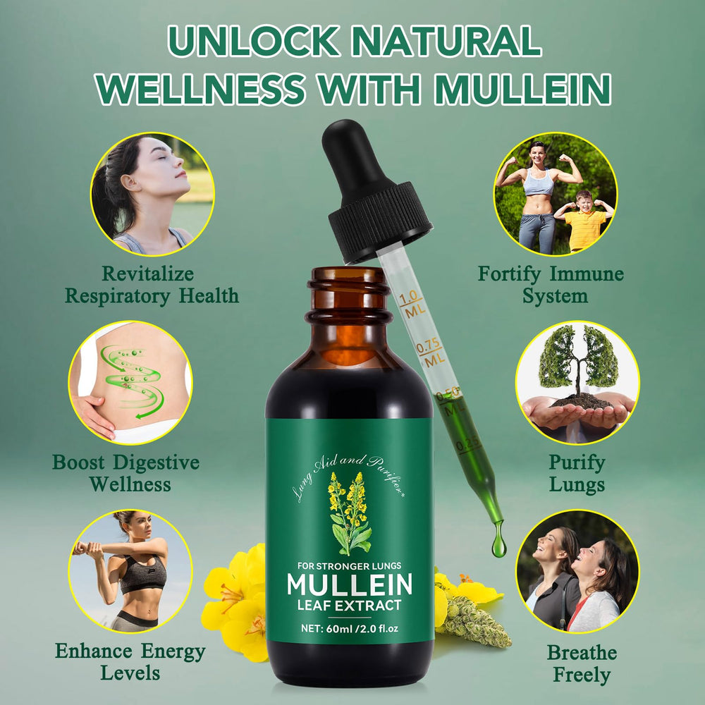 BOIUOITI Mullein Drops label close-up showing natural ingredients.