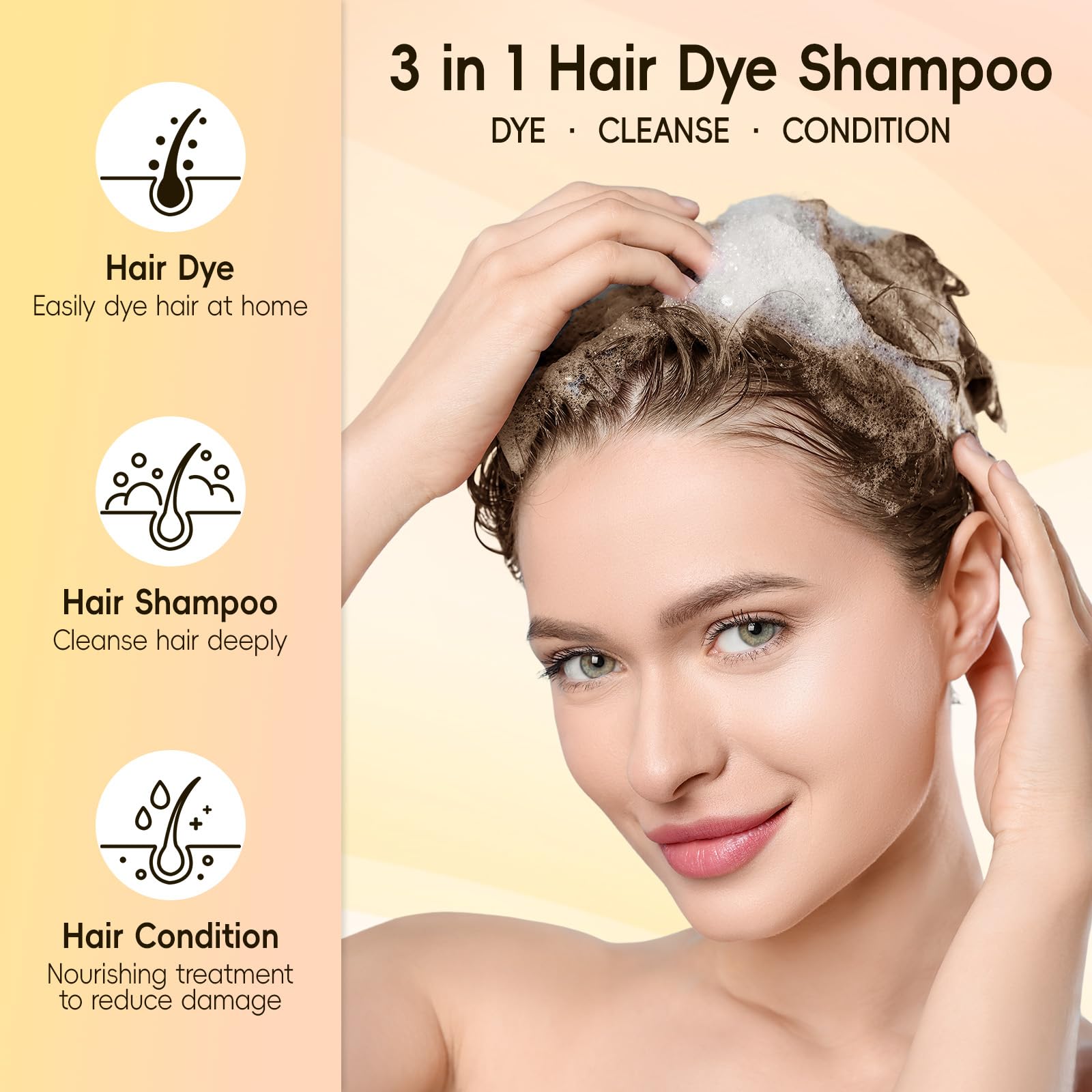 BOJICA Hair Dye Shampoo application on dry hair demonstrates quick color transformation