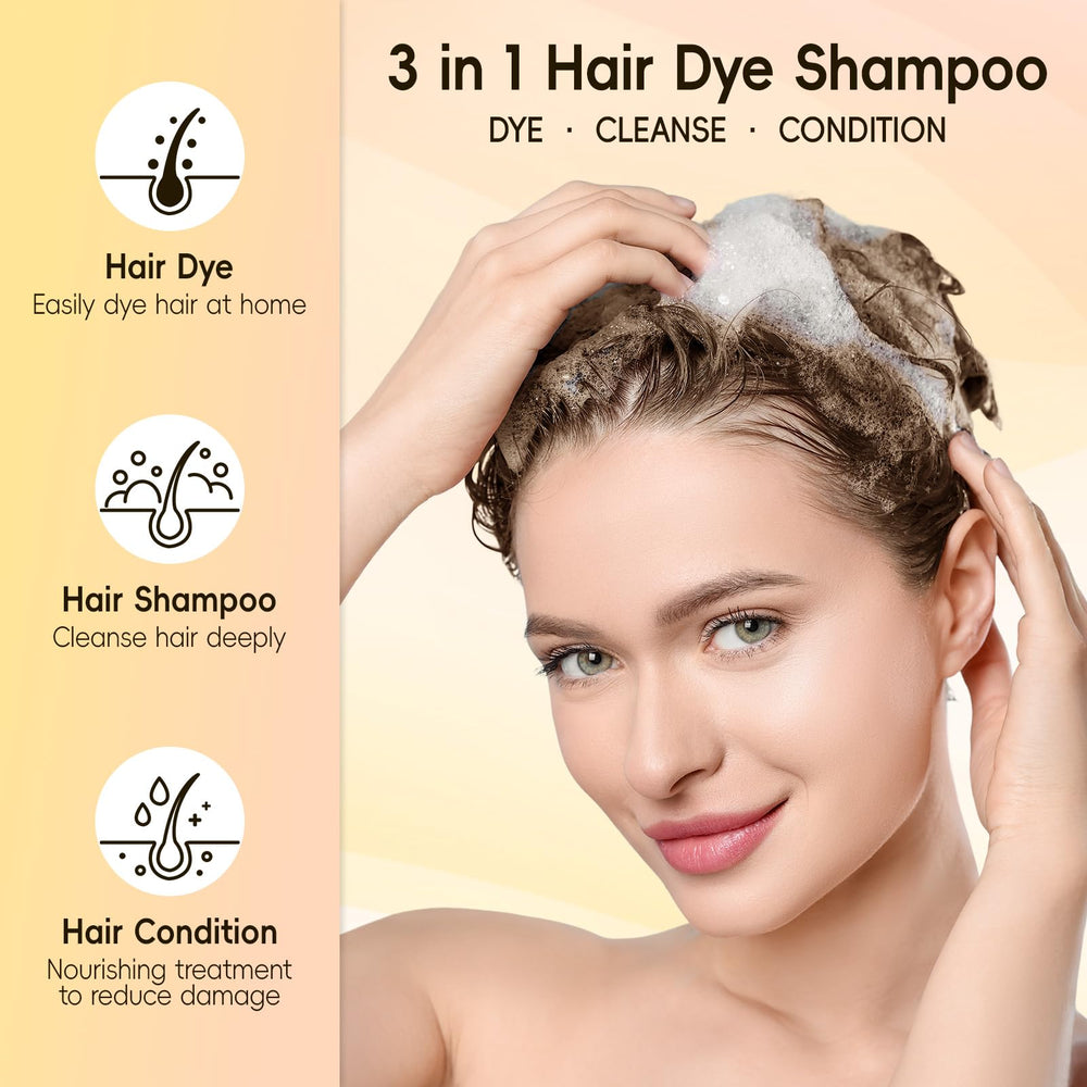 BOJICA Hair Dye Shampoo application on dry hair demonstrates quick color transformation