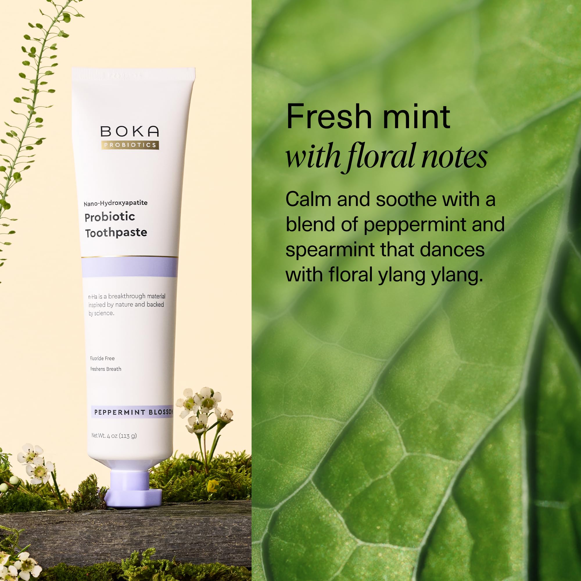 Boka 4oz tube shown for everyday family dental routine.