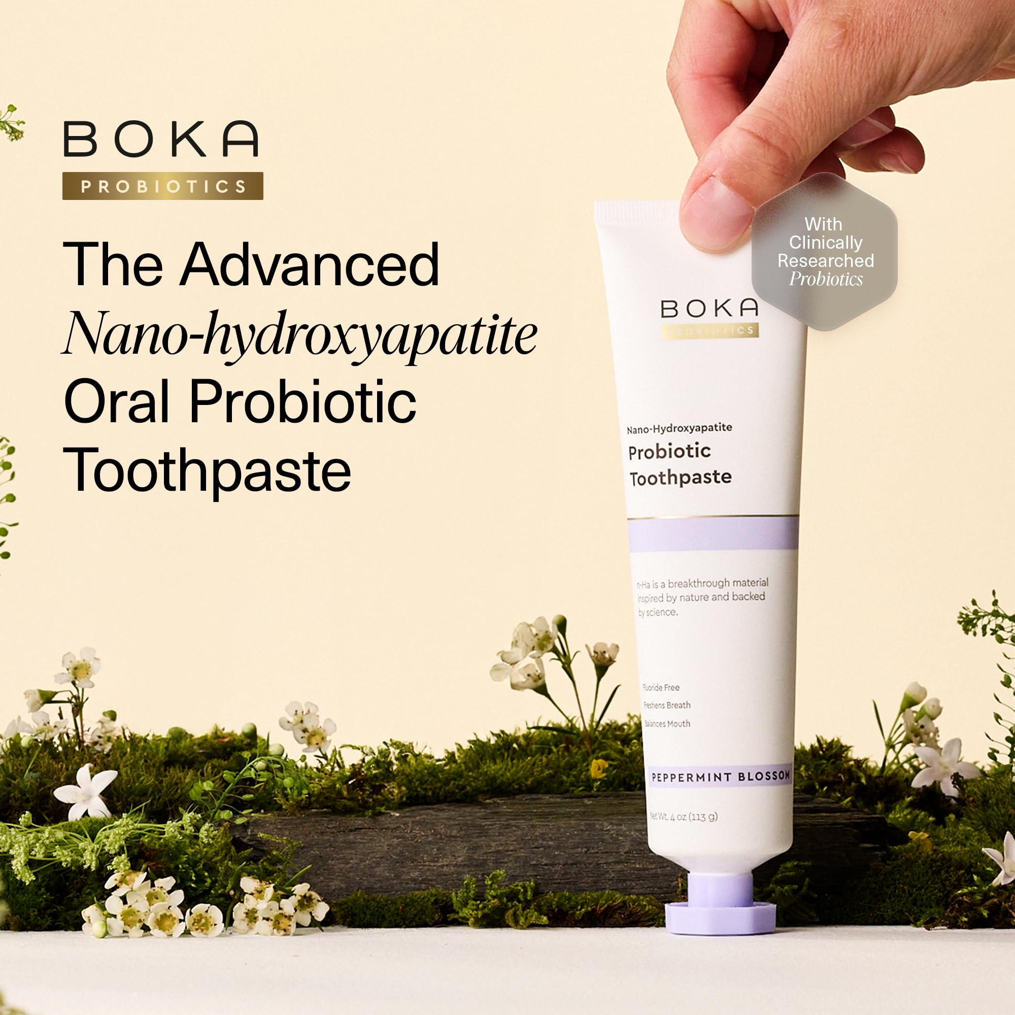 Boka dental-Lac probiotic label demonstrating oral microbiome support.