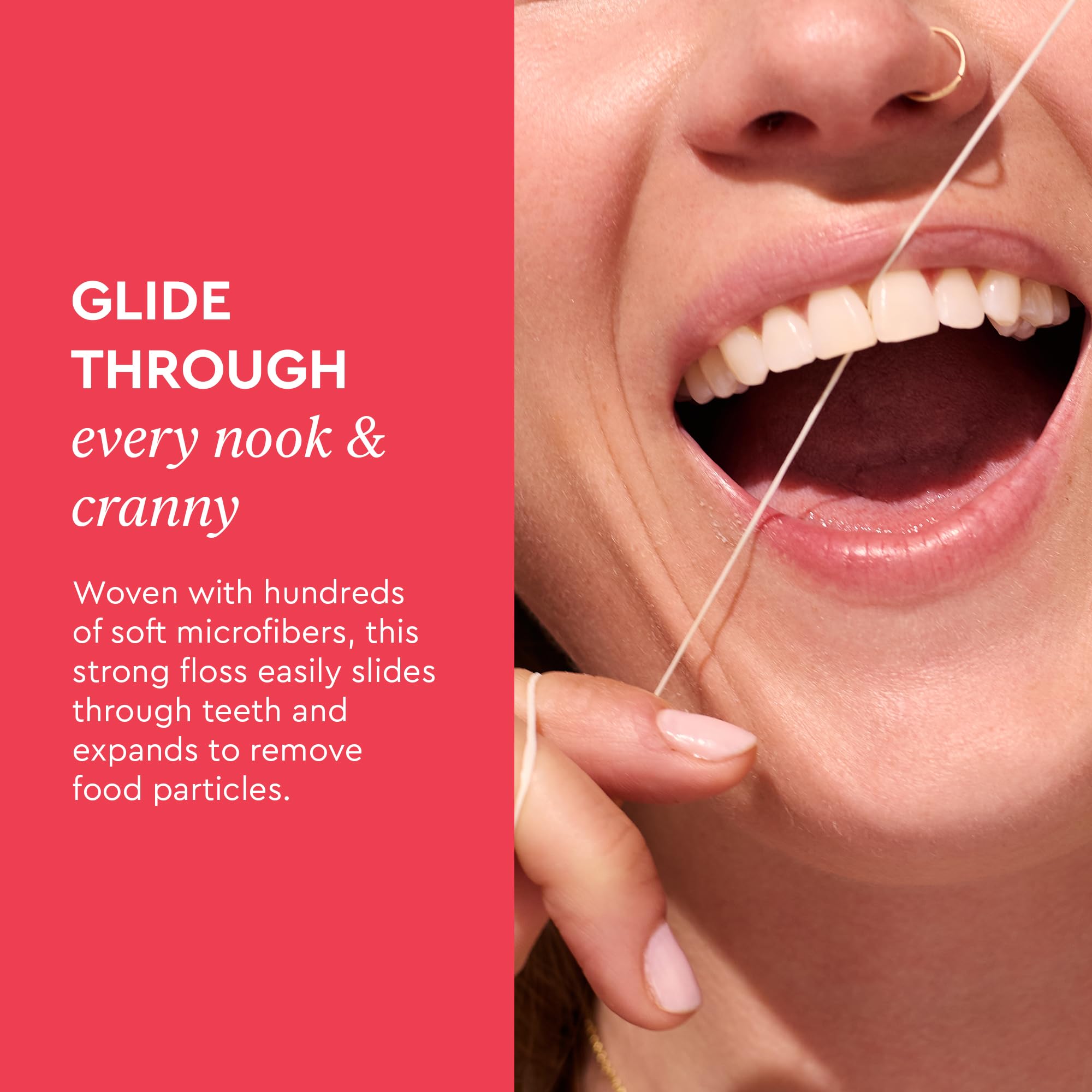 Boka floss dispense ease image illustrating simple length control during use.