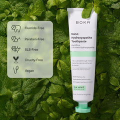 Creamy texture of Boka toothpaste with nano-hydroxyapatite
