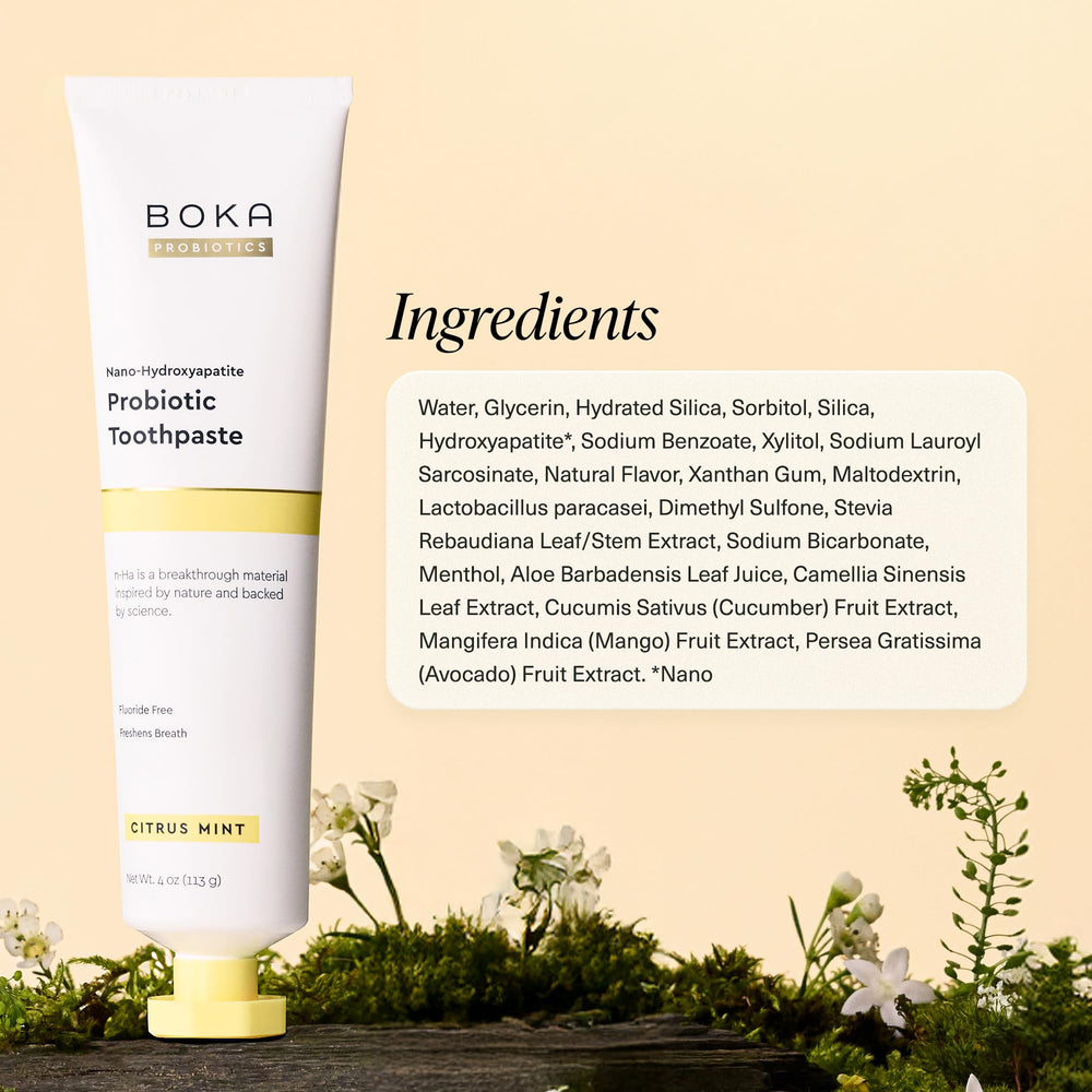 Boka oral microbiome support graphic underscores probiotic benefits.