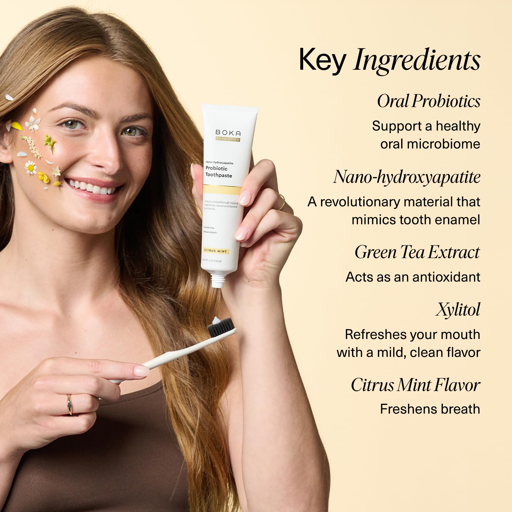Boka sensitive-teeth application demonstrates gentle daily cleaning.