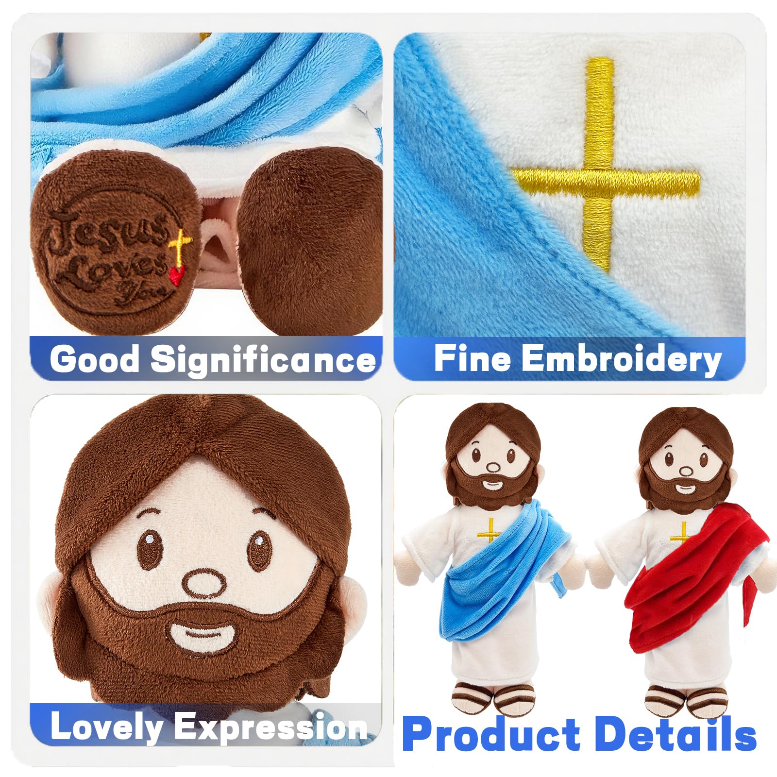 BOKUFLY Jesus plush full 13-inch view ideal for hugging and display.