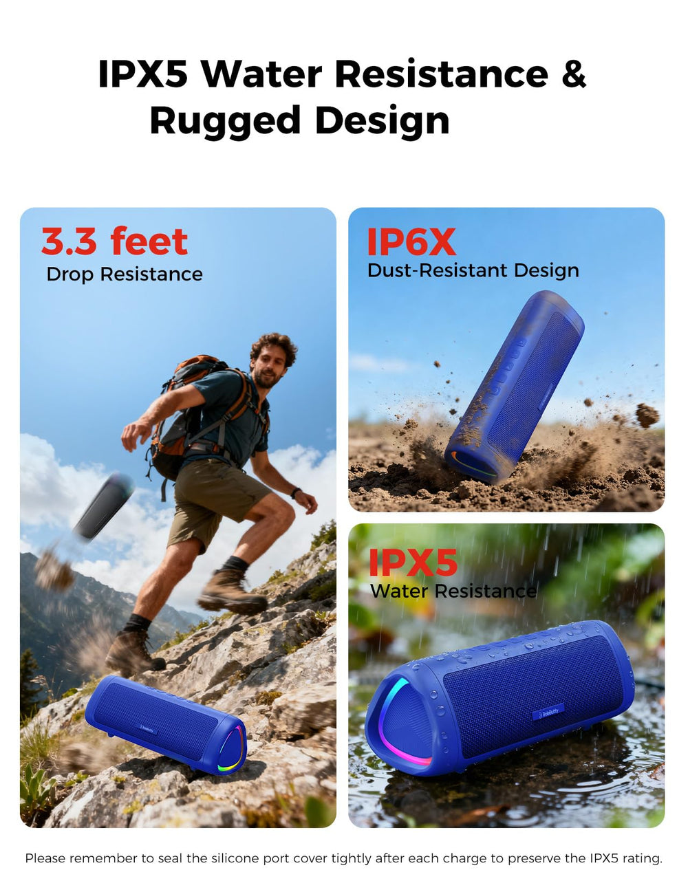 BolaButty speaker top view with controls and light features