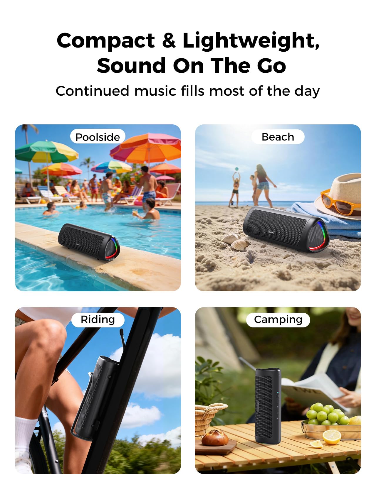 BolaButty packaging contents include speaker, USB-C cable, and quick start guide.