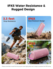 BolaButty pink speaker highlighting long 20-hour playback capability
