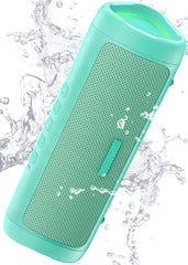 BolaButty teal Bluetooth speaker front view showing compact design for travel and home use.