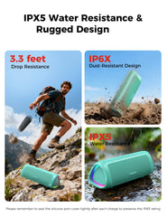 BolaButty teal Bluetooth speaker IPX5 waterproof ready for beach and poolside use.