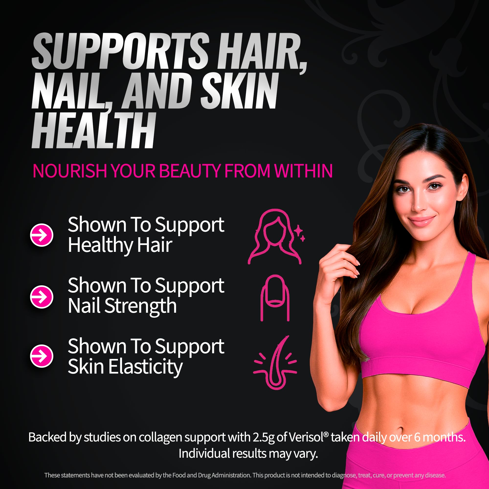 Bold Buns Creatine for Women Verisol collagen supports skin elasticity