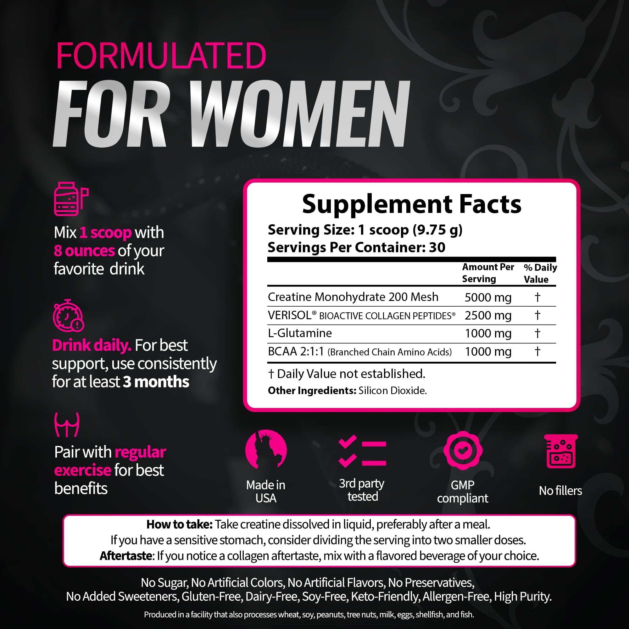 Bold Buns Creatine for Women is third-party tested for quality