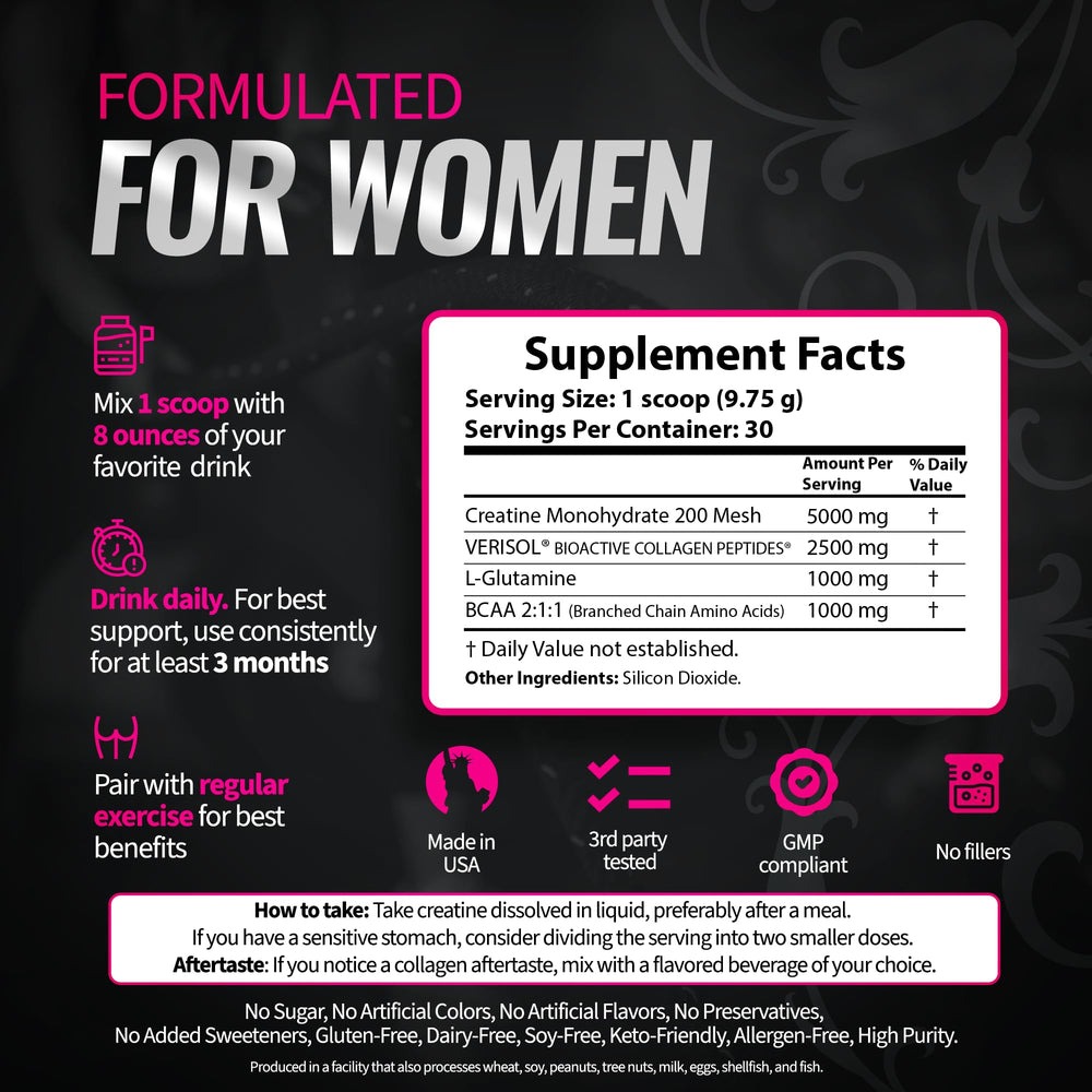 Bold Buns Creatine for Women is third-party tested for quality