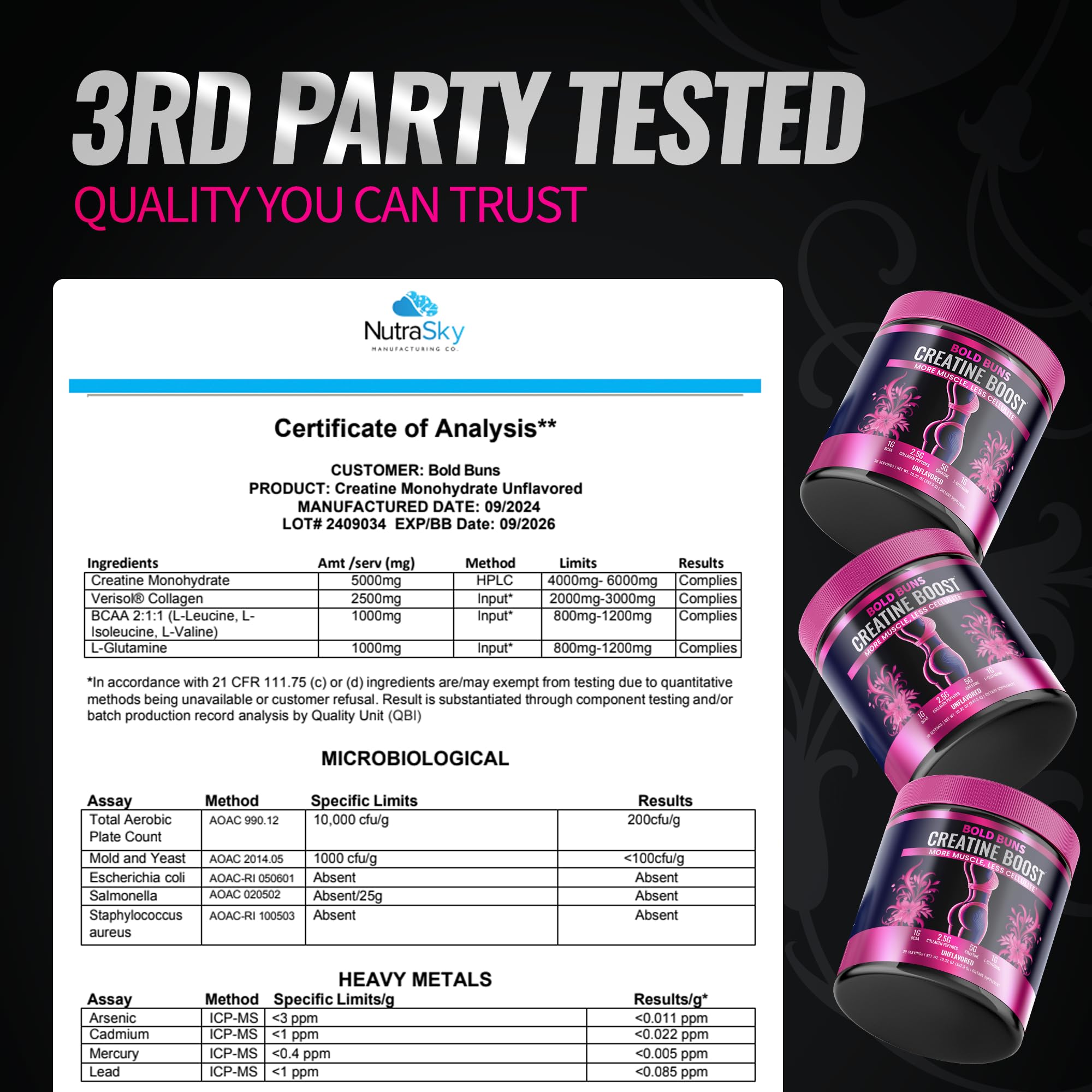 Bold Buns Creatine for Women made in USA with quality standards