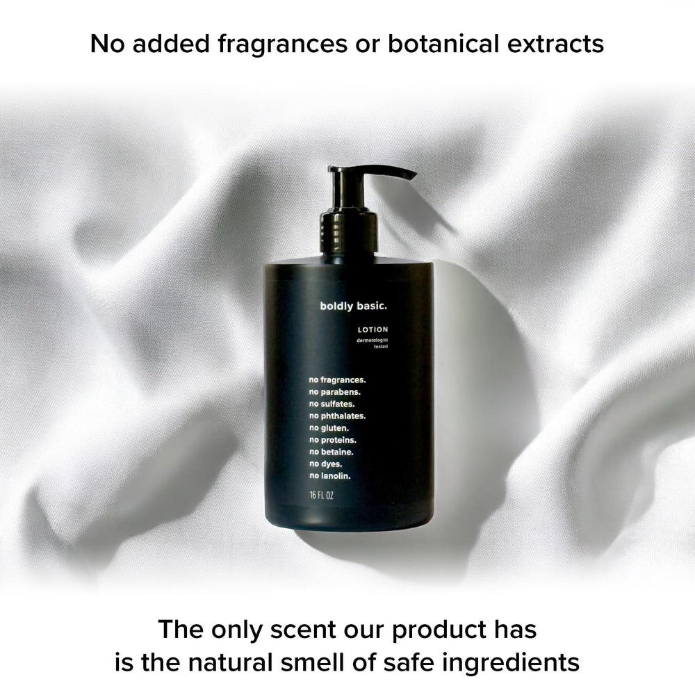 Boldly Basic Fragrance Free Lotion hands-on use for daily gentle moisturizing.