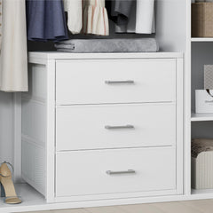 BOLUO Closet Dresser in white with 3 drawers front view for compact bedroom storage