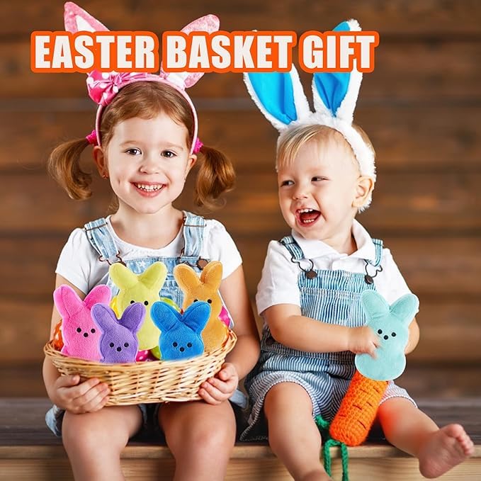BOMBPARK bunny plush toy colorful set with six hues for Easter baskets