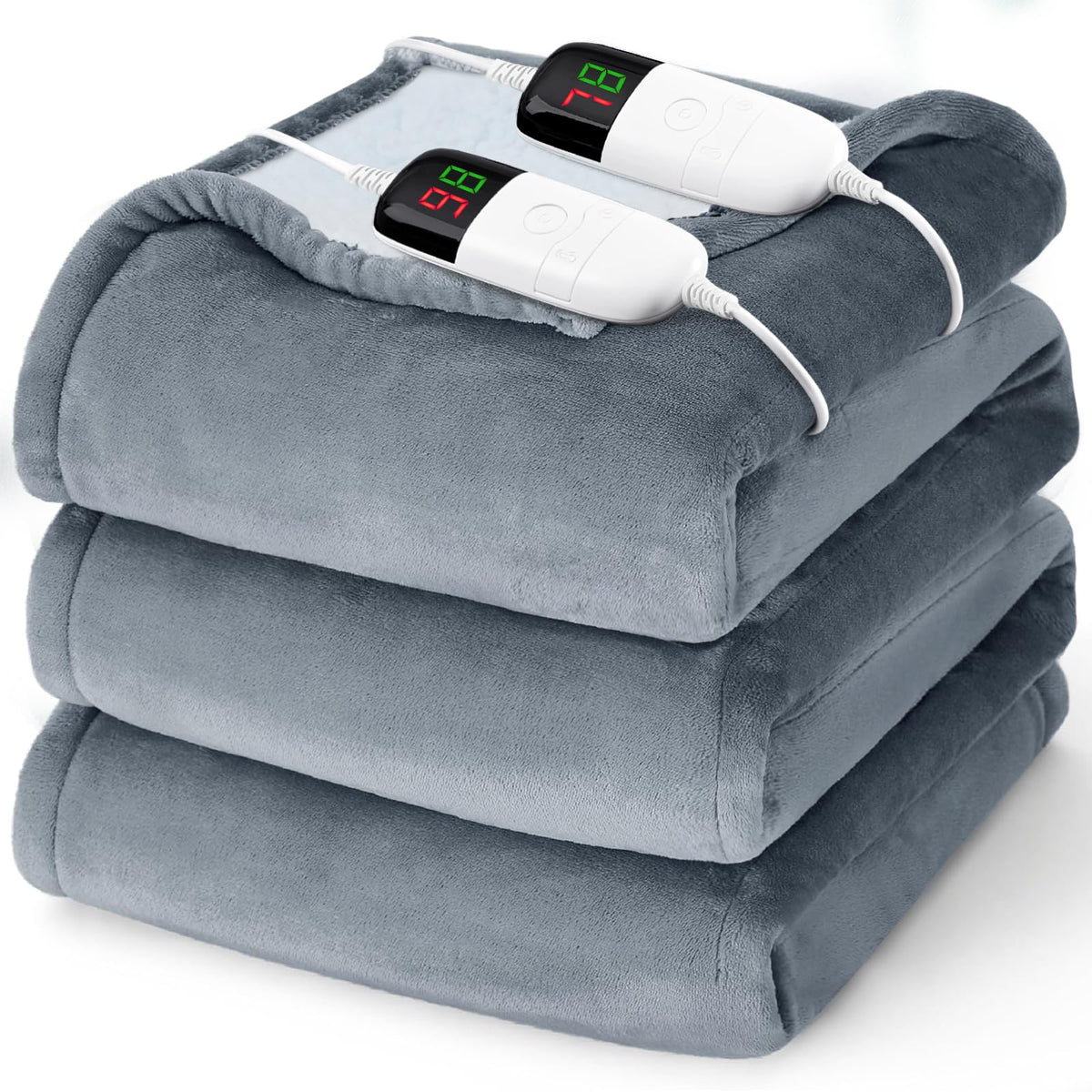 Bomova queen heated blanket with dual-control panels for personalized warmth.