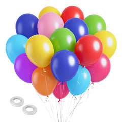 BOMSI rainbow balloons 100-pack for arches and backdrops, vibrant decor.