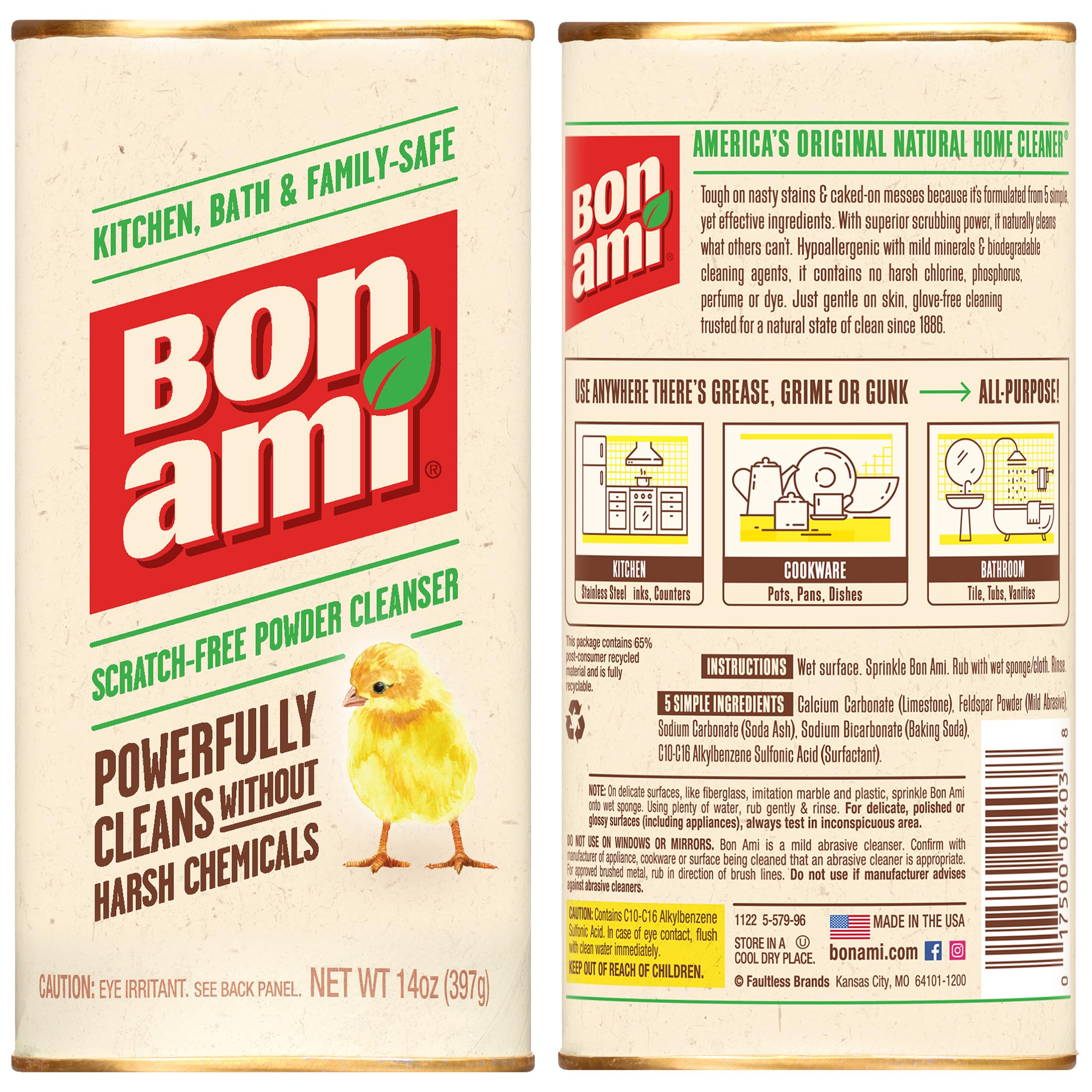 BON AMI powder cleanser polishes bathroom surfaces for a fresh shine