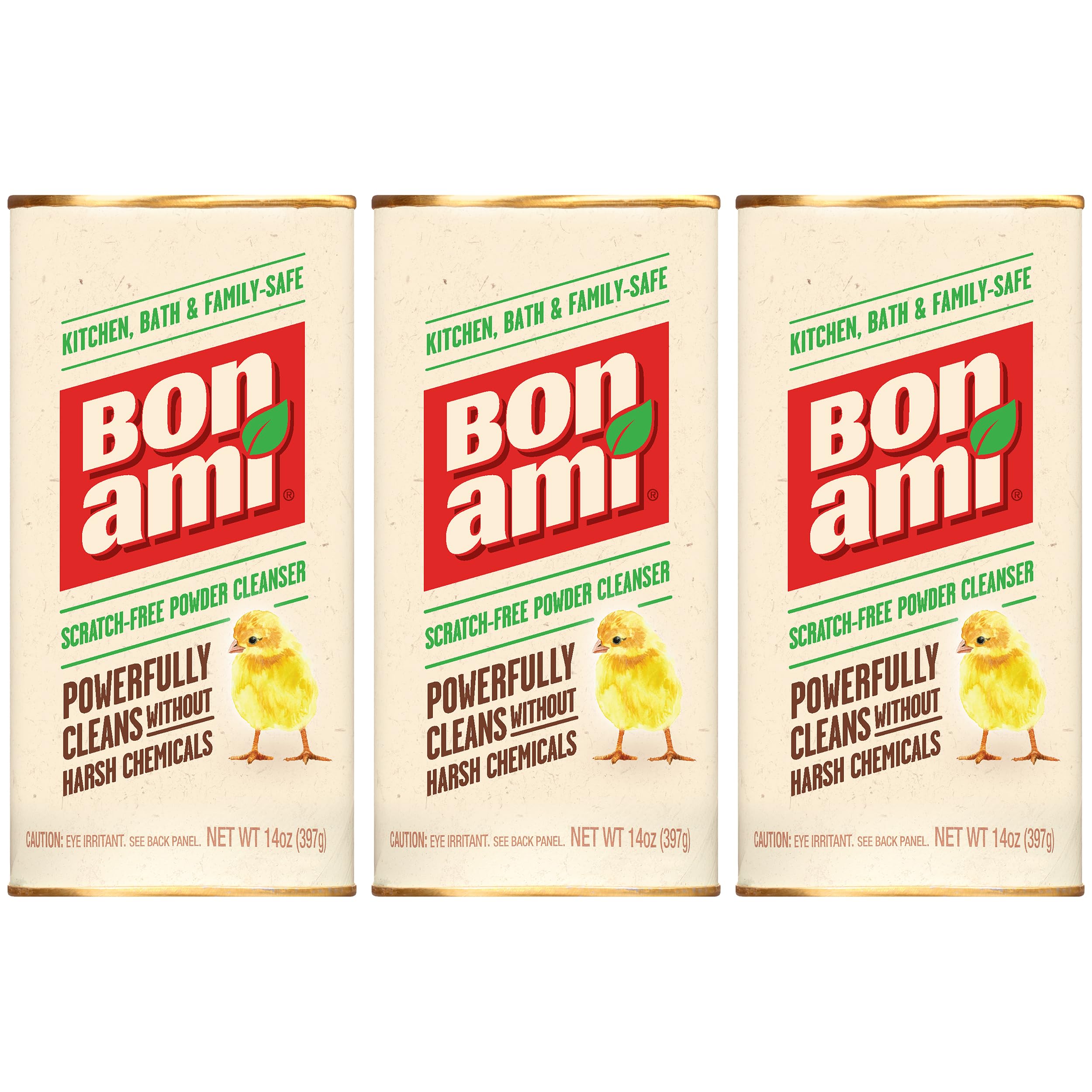 BON AMI powder cleanser cleans kitchen grime on various surfaces