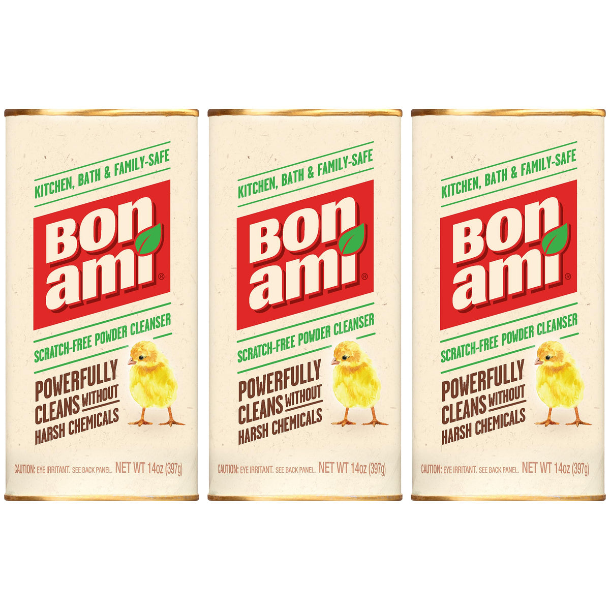 BON AMI powder cleanser cleans kitchen grime on various surfaces