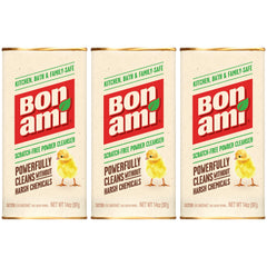 BON AMI powder cleanser cleans kitchen grime on various surfaces
