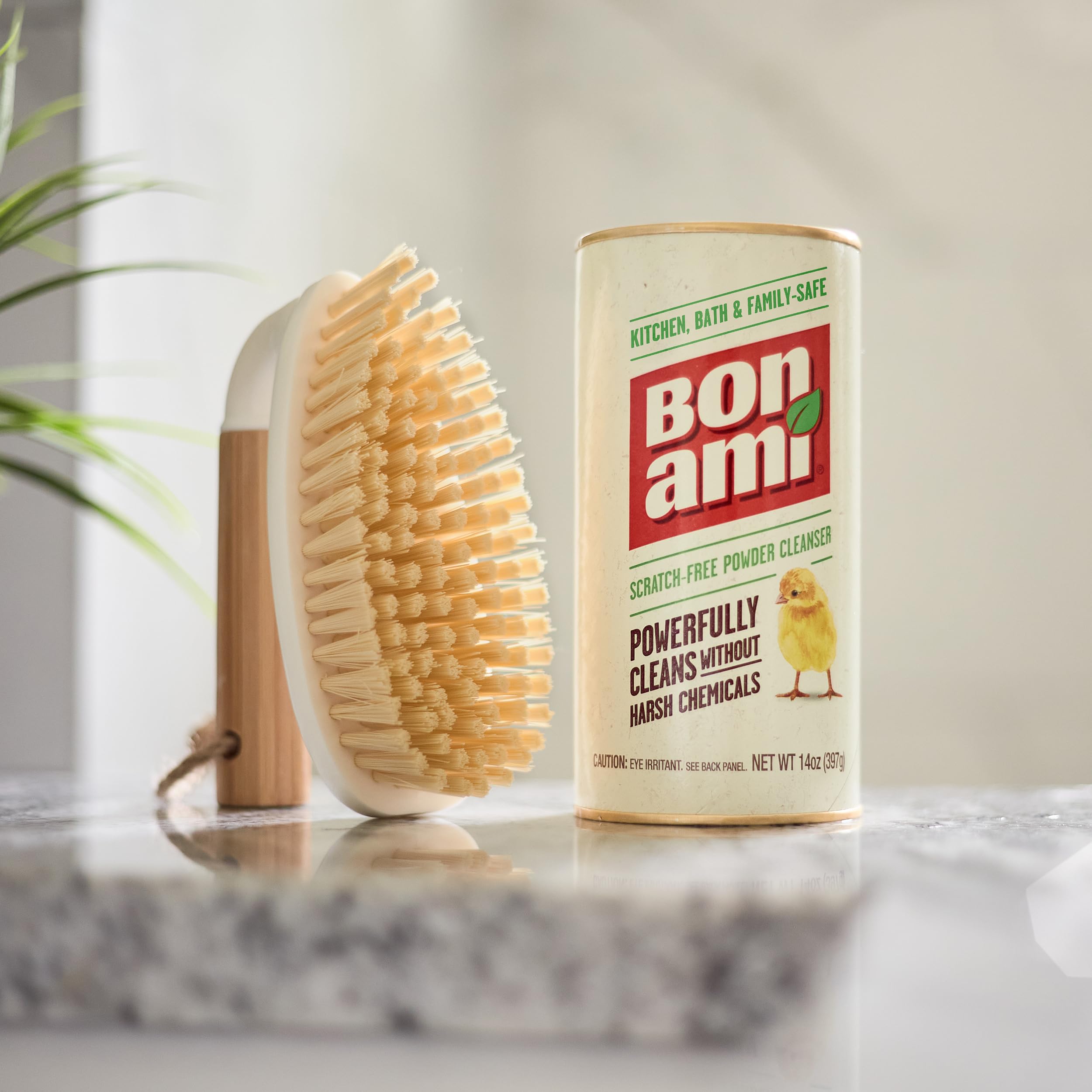 BON AMI powder cleanser absorbs odors with baking soda