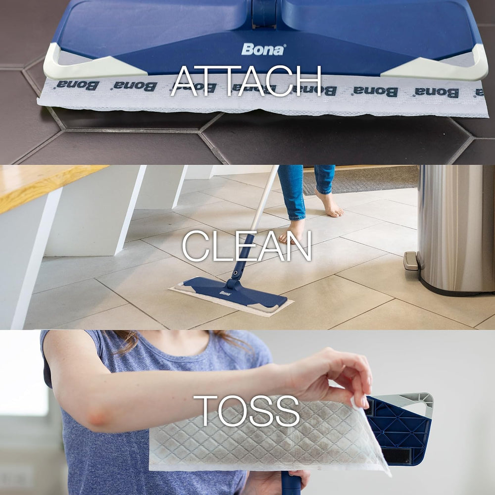 Bona disposable wet cleaning pad extra-large size for faster floor coverage.