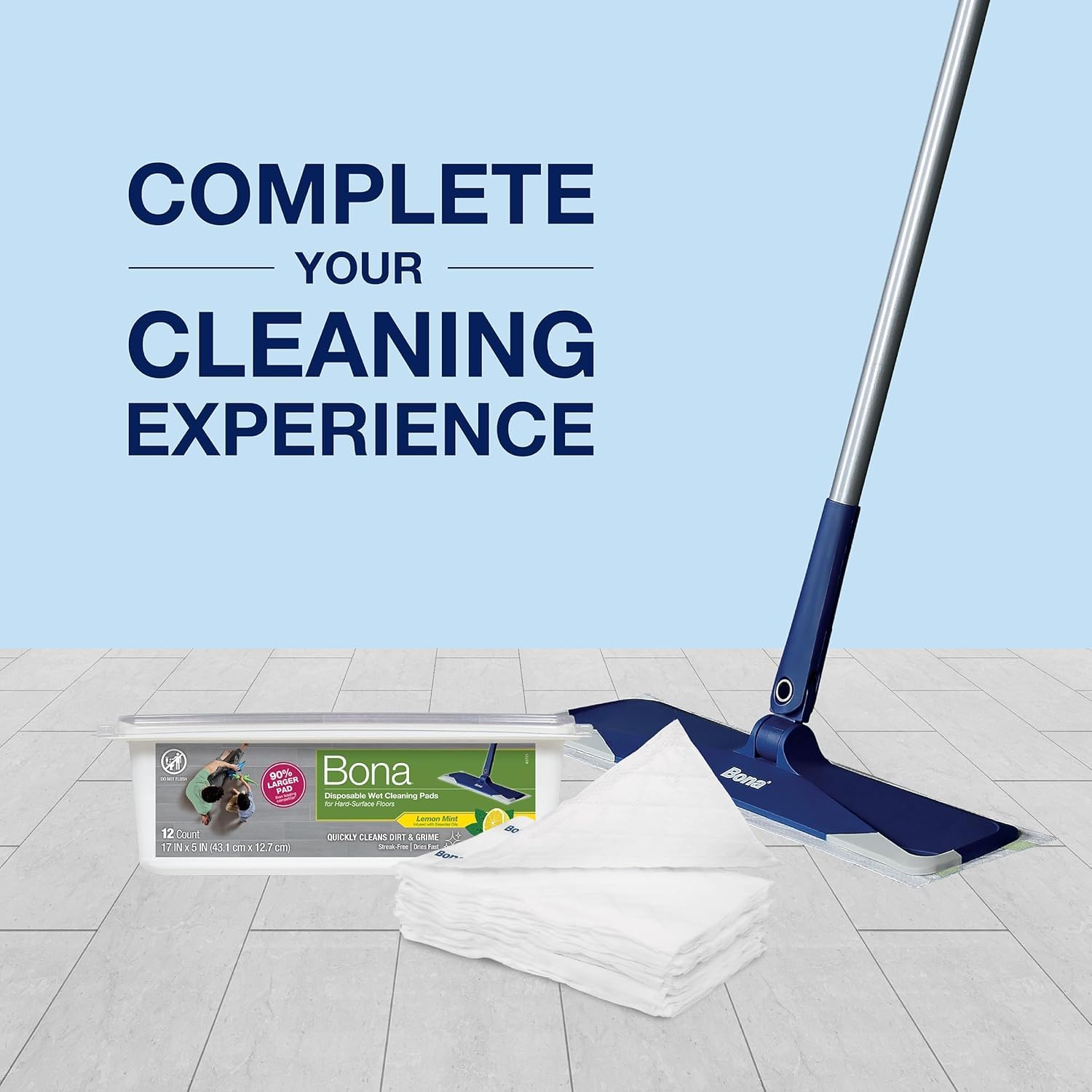 Bona disposable wet cleaning pad fits Bona mops for safe floor cleaning.