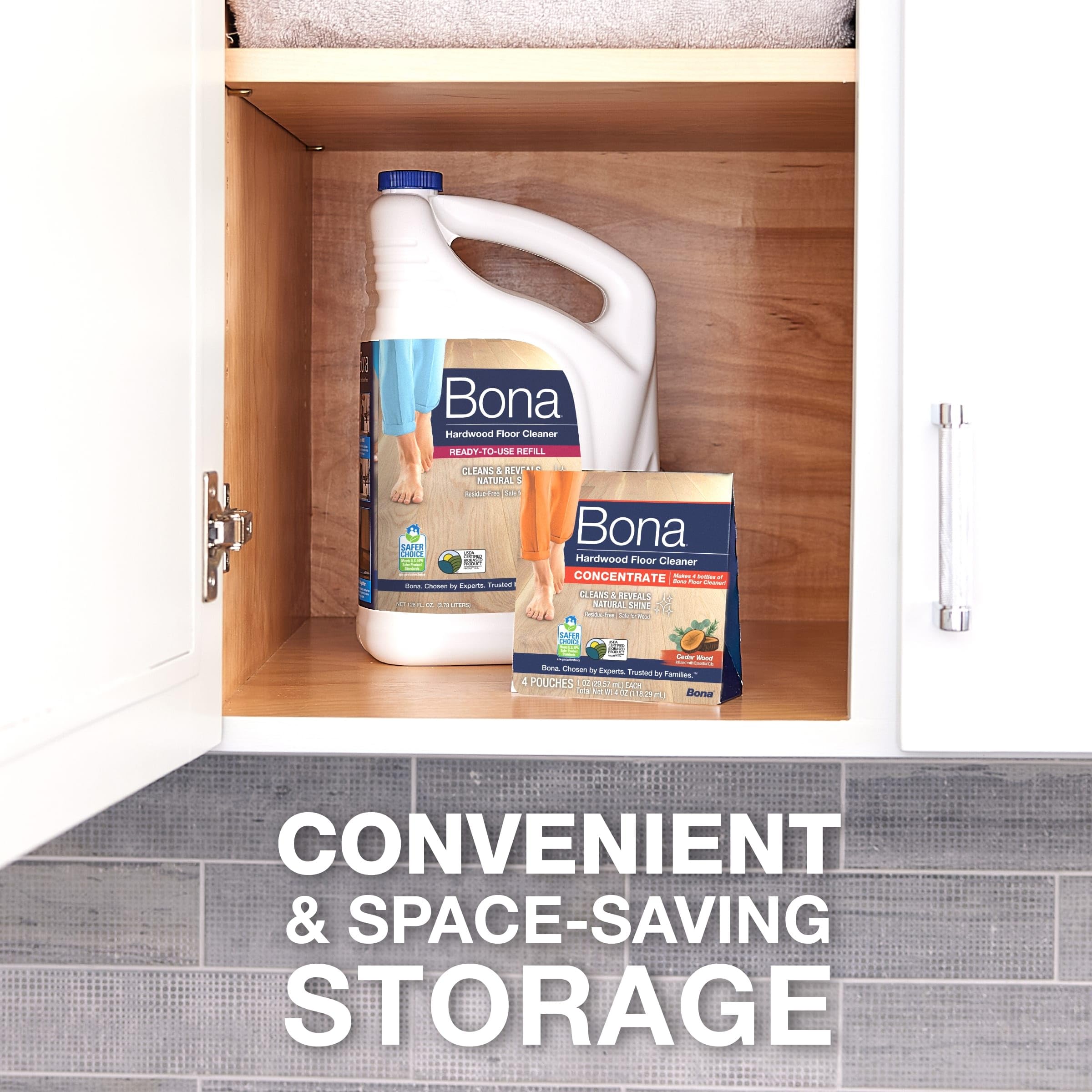 Bona four-pouch packaging saves space and reduces plastic waste