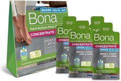 Bona multi-surface concentrate pouch saves plastic and space.