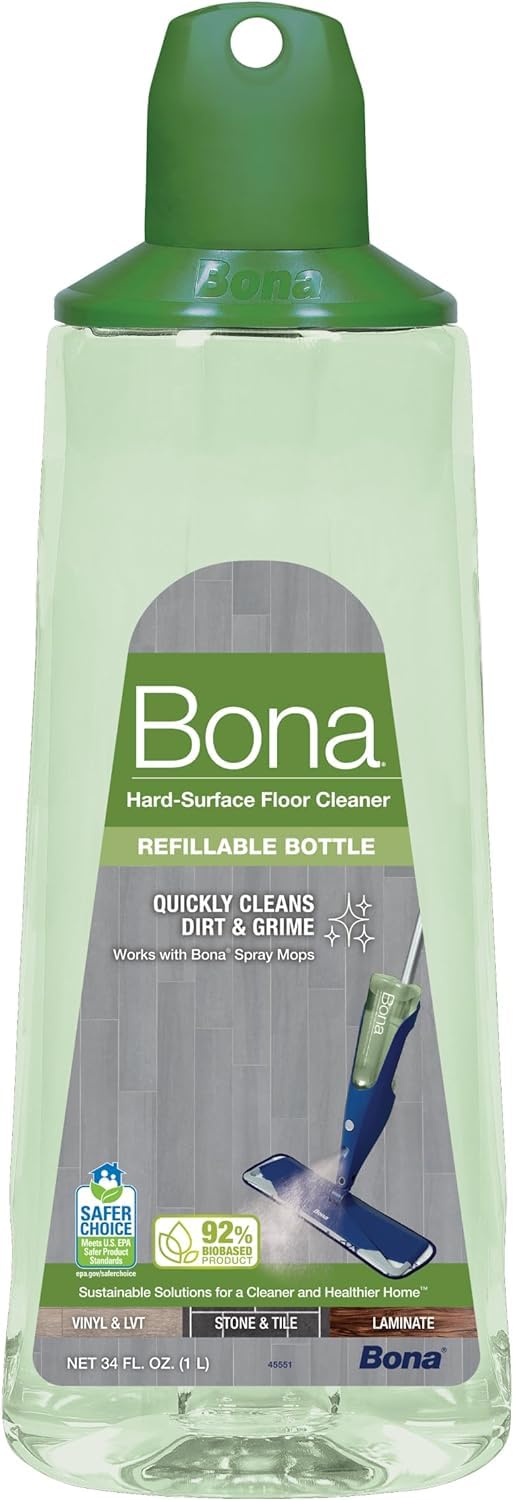 Bona multi-surface cleaner cartridge unscented 34oz for residue-free floor cleaning