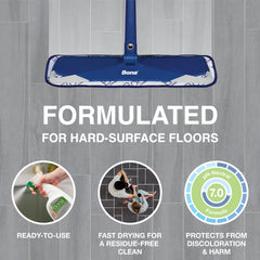 Bona spray-mist demonstrates unscented formula safe for stone, tile, laminate and vinyl.