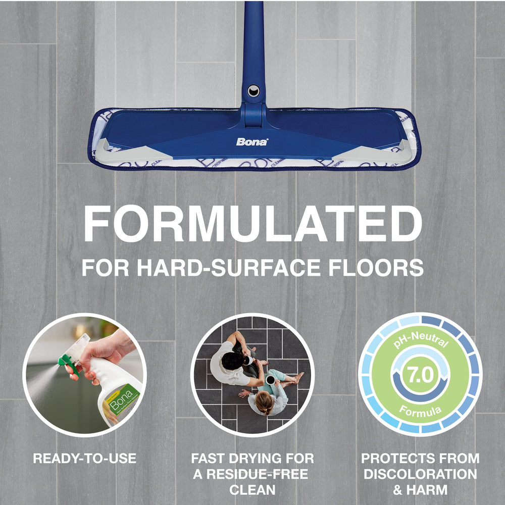 pH-neutral Bona cleaner safe for stone, tile, and laminate floors.