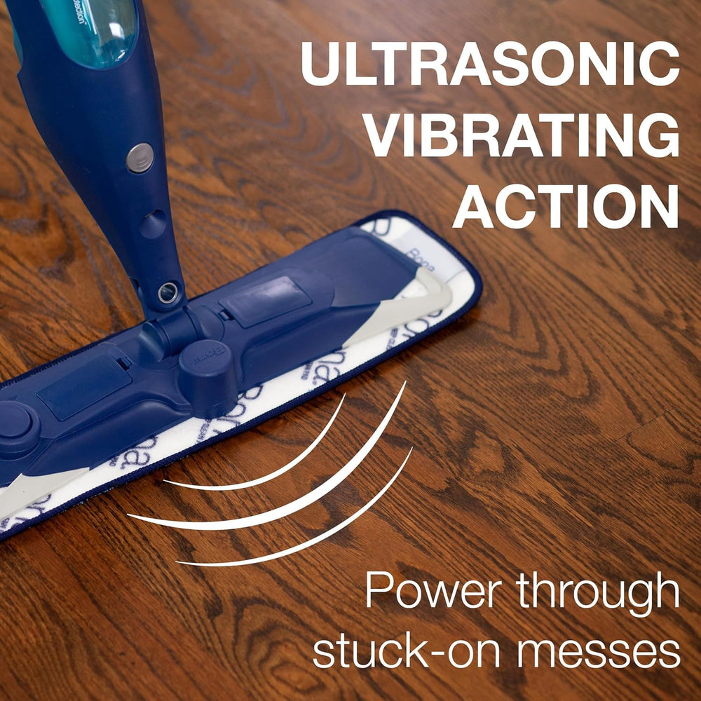 Bona PowerPlus deep-cleaner cartridge demonstrates residue-free cleaning on wood floors
