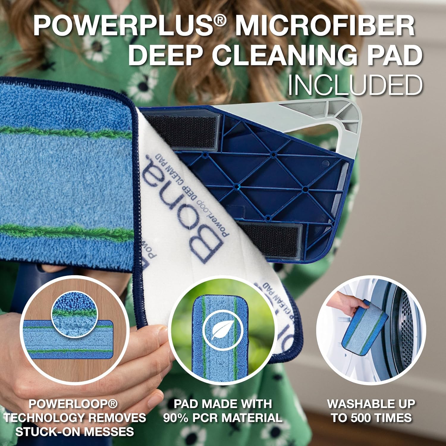 Bona PowerPlus large mop head delivers quick, even coverage on floors