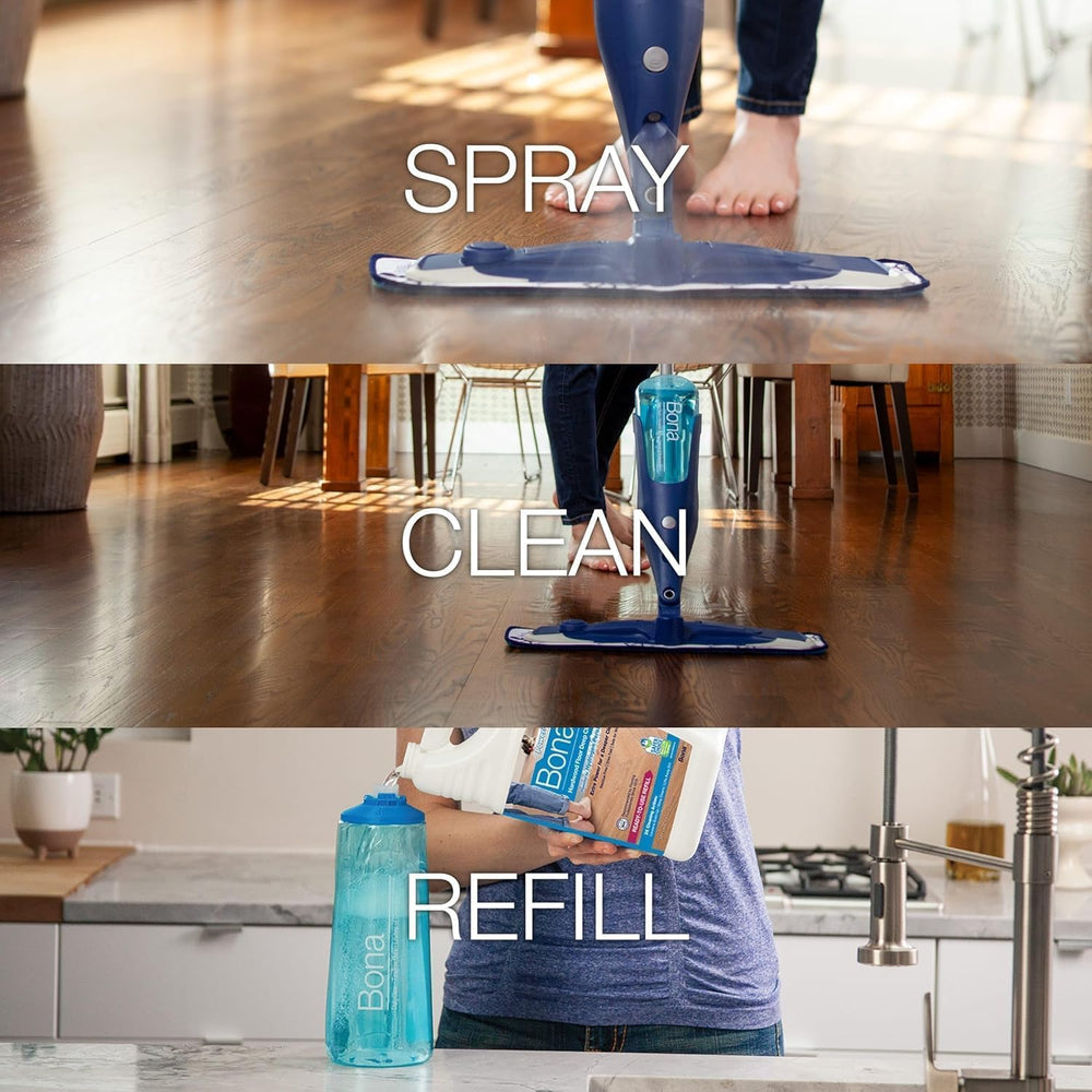 Bona PowerPlus residue-free, fast-drying cleaner leaves floors looking refreshed