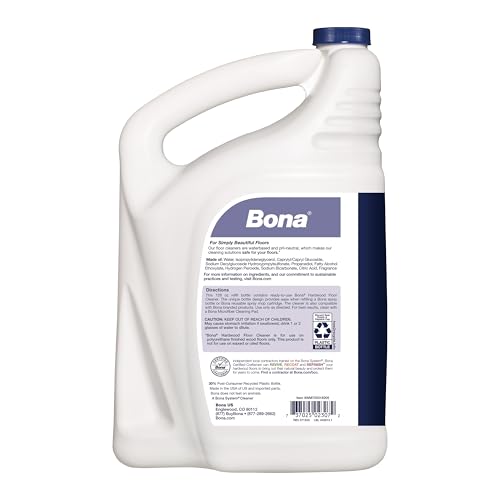 Bona refill bottle showing wide handle and splashless pour for controlled refilling.