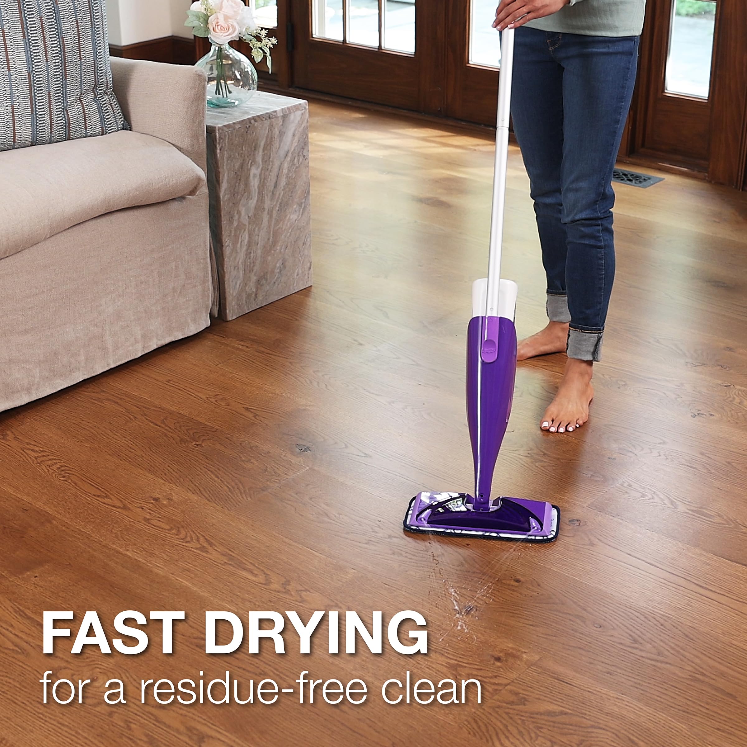 Residue-free, fast-drying Bona cleaner for hardwood floors.