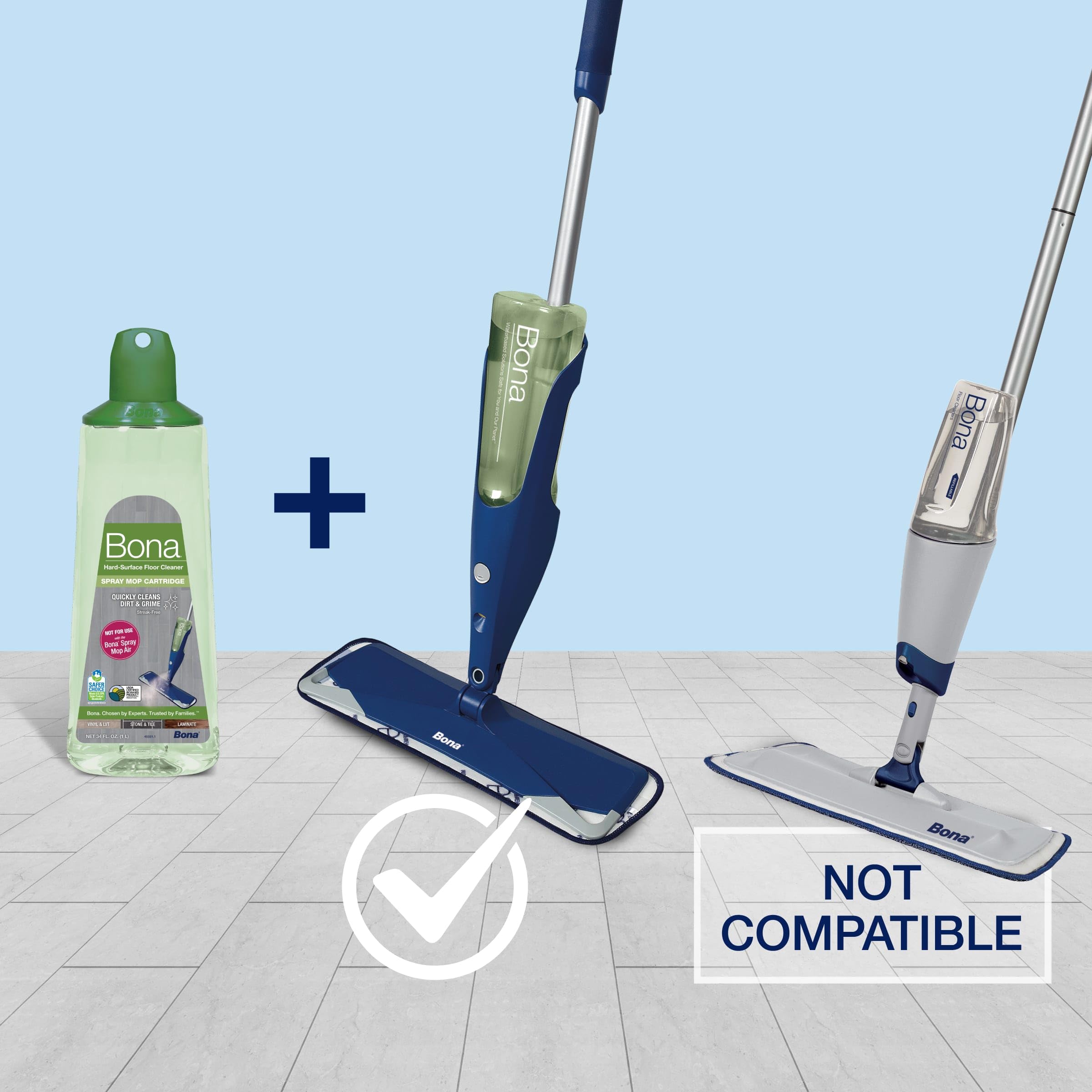 Bona spray mop refill connection showing easy, mess-free refilling