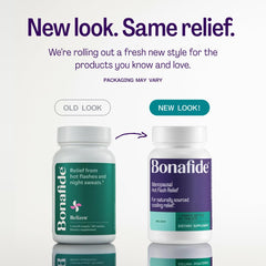 Bonafide Relizen packaging display highlighting hormone-free menopause support