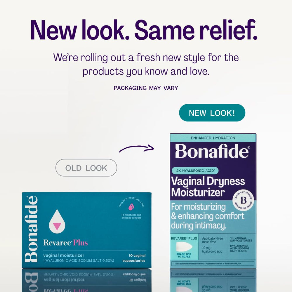 Bonafide Revaree Plus applicator in use, offering discreet hormone-free moisture.