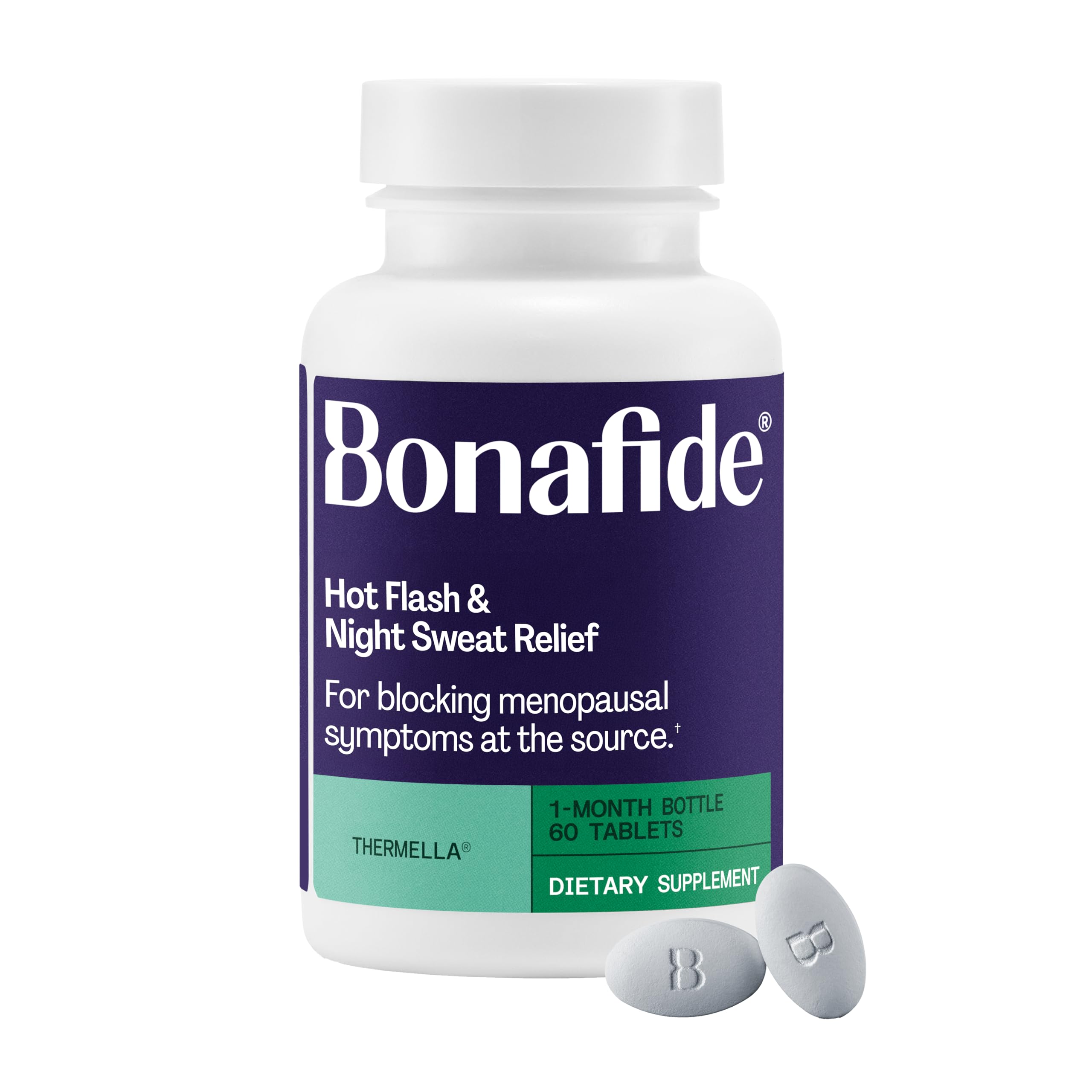 Bonafide Thermella bottle front highlighting hot flash relief