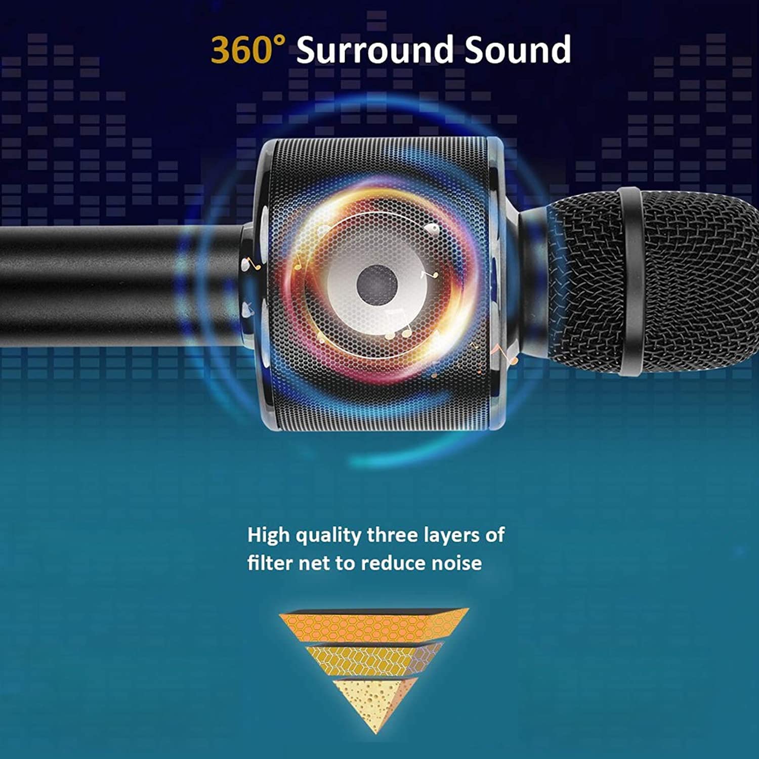 BONAOK Bluetooth connection up to 10 meters for untethered karaoke fun