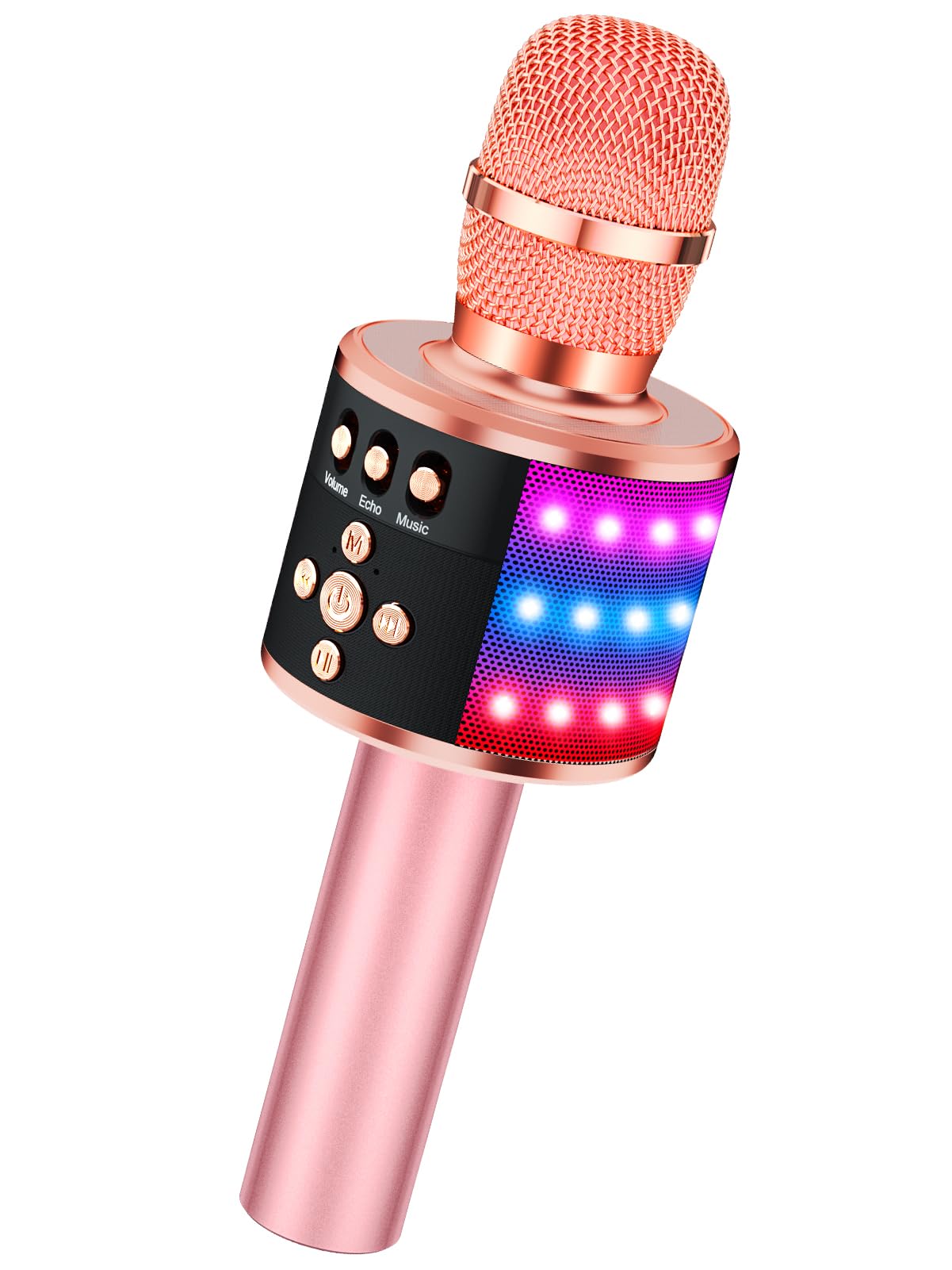BONAOK Q78 rose gold microphone – front view ideal for travel.