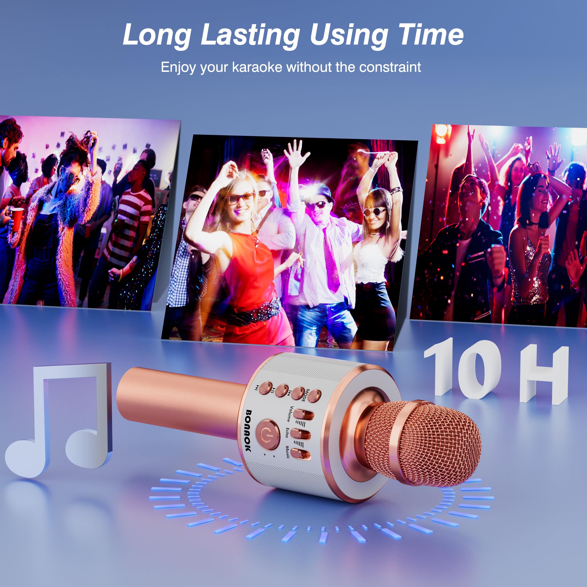 BONAOK Rose Gold microphone Bluetooth range for wireless freedom