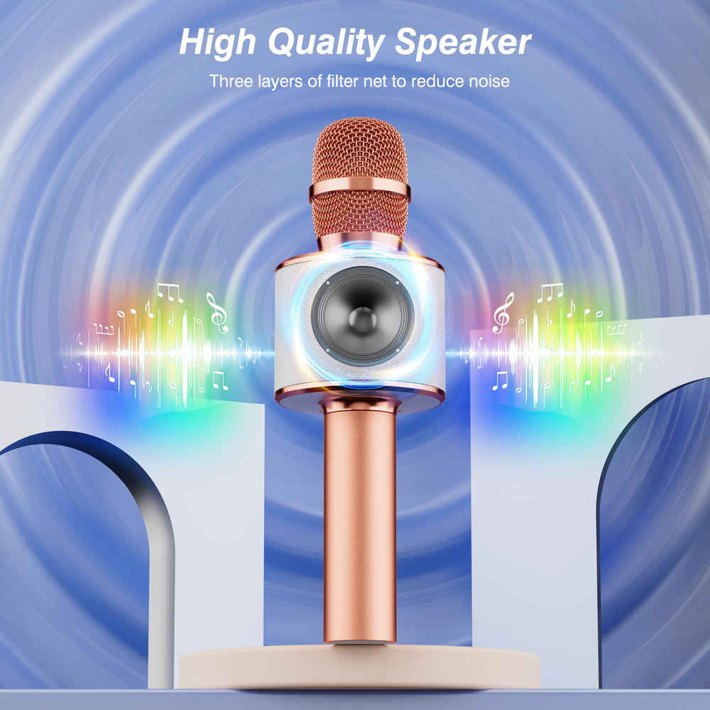 BONAOK Rose Gold handheld karaoke microphone ergonomic design for comfortable singing